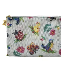 FEILER(フェイラー) ポーチ美品  - ライトブルー×グリーン×マルチ ハイジ/メッシュ