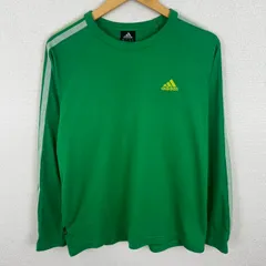 adidas アディダス 長袖Tシャツ ロゴプリント グリーン Lサイズ メンズ 古着 スポーツMIX ストリート