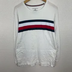 TOMMY HILFIGER トミーヒルフィガー 長袖Tシャツ ボーダー ホワイト Lサイズ メンズ 古着 ストリート
