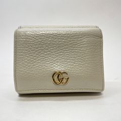 3368 GUCCI グッチ 三つ折り財布 GG マーモント ホワイトベージュ