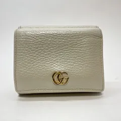 3368 GUCCI グッチ 三つ折り財布 GG マーモント ホワイトベージュ