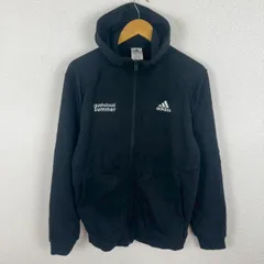 adidas アディダス フルジップ スウェット パーカー ロゴプリント ブラック Mサイズ メンズ 古着 スポーツMIX ストリート