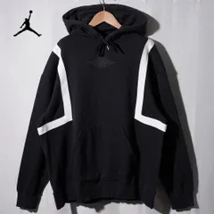 ナイキ NIKE エアジョーダン AIR JORDAN パーカー L ブラック  ホワイト 00s ロゴ刺繍 裏起毛 フーディー ジョーダン フライ ストリートジャンプマン Y2K 古着 J514