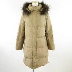 インタープラネット INTERPLANET ダウンコート 長袖 ミドル丈 ファー 茶 36 *T634