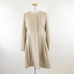 アプワイザーリッシェ Apuweiser-riche ノーカラーウールコート ロング 長袖 ベージュ 1 *A708