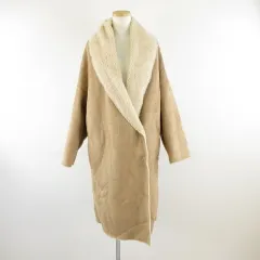 ナノユニバース nano universe The1st.Floor フェイクムートンコート ロング 長袖 茶 36 *A898