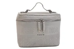 Christian Dior ディオール ヴィンテージ 化粧ハンドバッグ キャンバス グレー CD 5501N