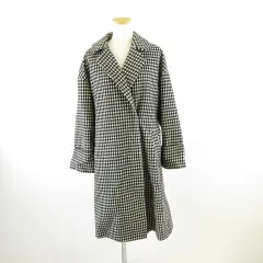 バックナンバー BACK NUMBER チェスターコート ロング 長袖 チェック 黒 白 F *A366