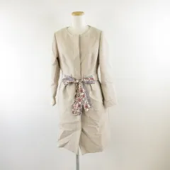 ミッシュマッシュ MISCH MASCH ノーカラーコート ロング 長袖 ベージュ 38