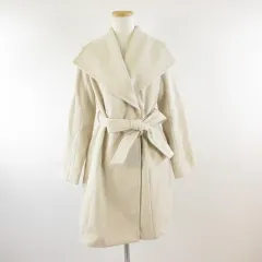 リゼクシー RESEXXY コート ミドル丈 長袖 ビックカラー ライトベージュ オフホワイト S *T27