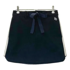 サイズ：00 PEARLY GATES パーリーゲイツ  ストレッチ スカート リボン ロゴライン ロゴ総柄 ネイビー系 [240101594886] ゴルフウェア レディース ストスト