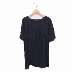 スピック&スパン Spick&Span ワンピース ひざ丈 レース ボートネック 薄手 透け感 五分袖 ネイビー 濃紺 /TT42