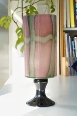 kocol オーロラガラス 脚付き フラワーベース 花瓶 高さ37.5cm パープルレッド