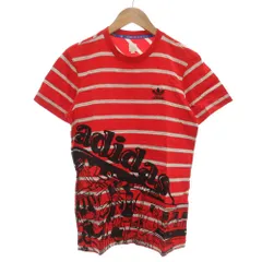 アディダスオリジナルス adidas originals ヴィンテージ 90s Tシャツ 半袖 クルーネック ボーダー トレフォイルロゴ プリント M 赤 レッド グレー /GV
