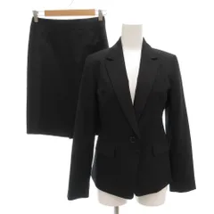 ナチュラルビューティーベーシック NATURAL BEAUTY BASIC スーツ セットアップ テーラードジャケット スカート 1B 総裏地 センターベント ひざ丈 ピンストライプ S 黒 ブラック /GV