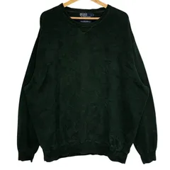 90's vintage 90年代ヴィンテージ POLO by Ralph Lauren ポロバイラルフローレン ニット スウェットシャツ ポニー刺繡 長袖 ワンポイント刺繡 オーバーサイズ ビッグシルエット クルーネック China製 3XLサイズ グリーン