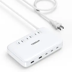 新品 USB 急速充電器 65W コンセント usb c付き 電源タップ 薄型 充電ステーション テーブルタップ 3個AC口 3個Type-Cポート 2個type-Aポート 雷ガード PD QC対応 充電アダプター