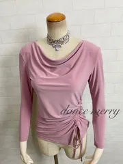 Mサイズ　新品　社交ダンス　トップス　薄　ピンク　レッスン　長め　2226　ラテン　ワルツ　タンゴ