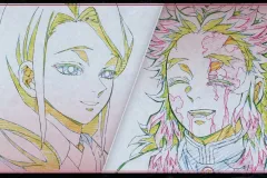 【中古】ポストカード 煉獄瑠火＆煉獄杏寿郎 ポストカード 「劇場版 鬼滅の刃 無限列車編 上映四周年記念 炎柱・煉獄杏寿郎カフェ×ufotable Cafe×マチ★アソビCAFE×ufotable DINING×ufotable CINEMA」 お楽しみくじ 