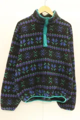 【中古】 L.L.Bean メンズフリーストップス -- ハーフボタン フリーストップス L.L.Bean -- 黒 ブラック 青 ブルー 緑 グリーン 総柄