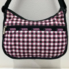 8719　LeSportsac レスポートサック　ショルダーバッグ　クラシックホーボー　チェック柄　ギンガムチェック　ピンク　ブラック　黒　レディース　軽量　シンプル　カジュアル