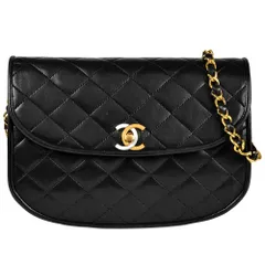 シャネル CHANEL マトラッセ チェーン ショルダーバッグ レザー ブラック ゴールド×シルバー金具  パリ限定 レディース【中古】