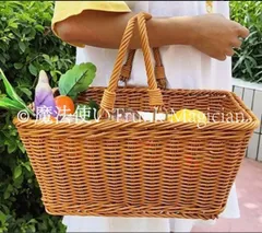 【特価】人気商品★バルバスケット レクタングル 籐かご 盛り付け 小物入れ 収納 家庭用  収納ボックス 収納カゴ 籠 収納バスケット 編み 小物入れCZH122P120