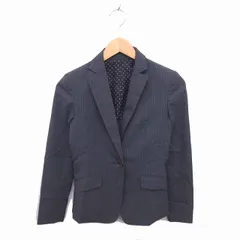 コムサイズム COMME CA ISM テーラード ジャケット アウター 背抜き ストライプ 裏地ドット XS チャコールグレー /TT48