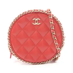 シャネル CHANEL ショルダーバッグ マトラッセ AP0739 レッド ラムスキン（羊革） マトラッセ ラウンド ミニ チェーンショルダー レディース Used A
