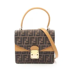 フェンディ FENDI ハンドバッグ ズッカ ブラック/ブラウン キャンバス レザー ズッカ 2wayショルダー レディース Used B