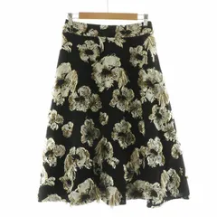 ミッシュマッシュ MISCH MASCH フレアスカート ミモレ ロング 花柄 刺繍 M 黒 ブラック /NQ
