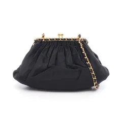 シャネル CHANEL ショルダーバッグ ブラック ファブリック がま口 チェーンショルダー レディース Used A