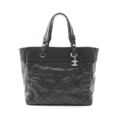 シャネル CHANEL トートバッグ パリビアリッツMM ブラック PVCコーティングキャンバス レザー パリビアリッツ トート レディース Used A