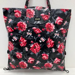 8628　FEILER フェイラー　ハンドバッグ　トートバッグ　大きめ　大容量　ブラック　黒　花柄　フラワー　レッド　赤　シンプル　きれいめ　上品