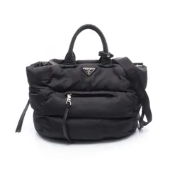 プラダ PRADA トートバッグ ブラック ナイロン レザー ボンバー 2wayトートバッグ レディース Used A