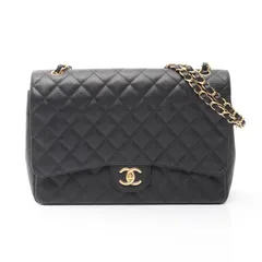 シャネル CHANEL ショルダーバッグ マトラッセ34 クラシックマキシ Wフラップ A58601 ブラック キャビアスキン(グレインドカーフ) デカマトラッセ チェーンショルダー