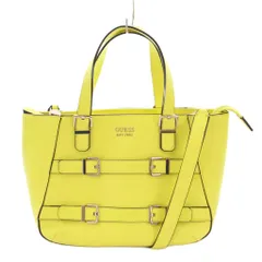 ゲス GUESS 2WAY ハンドバッグ ショルダーバッグ レザー ロゴ 黄色 イエロー /BB