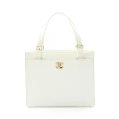 シャネル CHANEL ハンドバッグ ココマーク ホワイト レザー ハンドバッグ レディース Used A