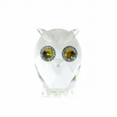 スワロフスキー SWAROVSKI 置物 オブジェ インテリア ミニ クリスタルガラス フクロウ クリア /XZ ■GY11