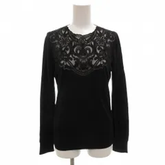 ドルチェ&ガッバーナ ドルガバ DOLCE&GABBANA Tシャツ カットソー 絹 シルク 38 黒 ブラック レース装飾 ラウンドネック 長袖 /FF ■GY62のサムネイル