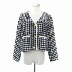 レディ Rady ツイードジャケット ノーカラージャケット ショート丈 チェック柄 S 黒 ブラック /HO25