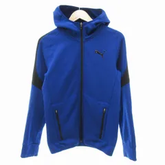 プーマ PUMA ジャージ ジップアップジャケット ロゴ フード S 青 ブルー /JS