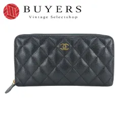 【中古】 シャネル 長財布（ラウンドファスナー） マトラッセ ココマーク キャビアスキン ブラック ゴールド金具 28番台 レディース 女性 CHANEL