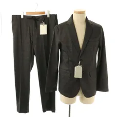 アバハウス ABAHOUSE MASCHILE チェック パンツスーツ セットアップ テーラードジャケット 48 チャコールブラック /ES ■OS