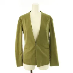 インディヴィ INDIVI ノーカラージャケット 34 カーキ /MM