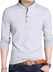 amatsu ロンT メンズ 長袖 シャツ カジュアル 無地 カットソー おしゃれ トップス 大きいサイズ シンプル Tシャツ 服 (グレー,  M)