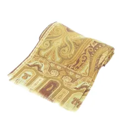エトロ ETRO マフラー ストール スカーフ ウール シルク混 絹 フリンジ ペイズリー柄 総柄 茶 ブラウン /AH5 ■GY18のサムネイル