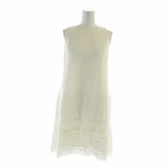 フォクシー FOXEY ノースリーブワンピース ドレス 麻 リネン 刺繍 アイボリー 38 S 白 ホワイト 37042 ■GY18 /MQ