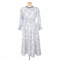 トッコ TOCCO ワンピース 長袖 花柄 ロング フレア M 水色 ライトブルー ■OF