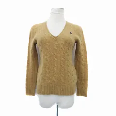 ポロ ラルフローレン POLO RALPH LAUREN ニット セーター Vネック 長袖 ロゴ刺繍 カシミヤ混 S 茶色 ブラウン /HO3 ■GY53